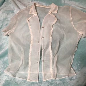 Sheer button top.